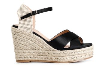 sandalias de tela en cuña de esparto black 40