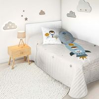 colcha bouti infantil reversible 100 algodon cama 105 hei viaje espacial