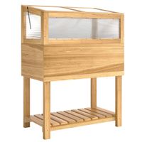 outsunny cajon de cultivo elevado con semillero de madera con cubierta abatible estante forro de tela ergonomico   aosom espana