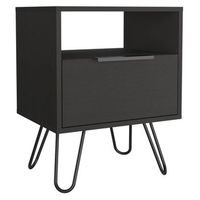 mesita de noche augusta en melamina con 2 estantes y 1 gabinete inferior  negro  564 cm  x 45 cm  x 348 cm