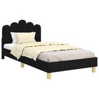 cama individual  cama para ninos con cabecero negro 90 x 190 cm tela