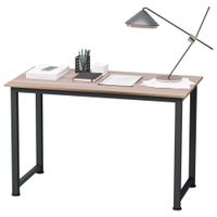 homcom mesa de ordenador escritorio para hogar oficina con pies ajustables mobiliario simple 120x60x76cm negro y natural   aosom espana