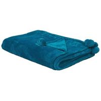 manta de poliester suave turquesa 200 x 220 cm con pompones saitler