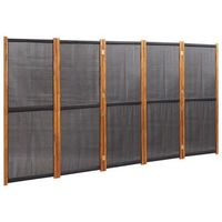 biombo divisor de 5 paneles negro 350x180 cm vidaxl