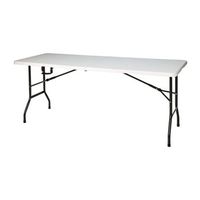 well home mesa plegable blanca 180x70x74 cm con mecanismo de bloqueo