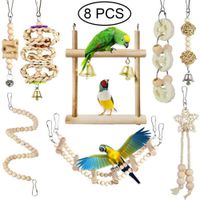 juguetes aleatorios para pajaros 8 piezas para periquitos columpios para loros juguetes de madera para masticar y colgar accesorios para jaulas de pajaros