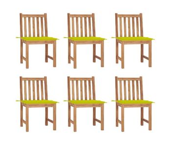 Sillas de jardin 6 unidades con cojines madera maciza de teca