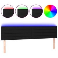 cabecero cama  panel de cabecera con led de tela negro 180x5x7888 cm