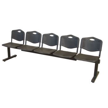 Bancada De Espera De Cinco Plazas Y Estructura De Hierro En Color Negro  Asiento Y Respaldo En Pvc Color Negro Piqueras Y Crespo Modelo Albatana