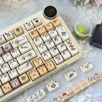 mao sushi kitty keycap 142145 teclasset dye-sub anime cute keycaps para mx switch mechanical keycaps 625u 7u pbt keycaps