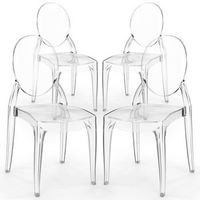 pack de 4 sillas de comedor transparente - estilo victoria  transparente