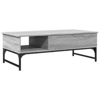 mesa de centro 100x50x35 cm madera y metal trabajados - gris