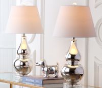 set de 2 lamparas de mesa en poliester plata