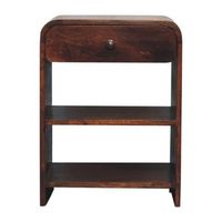 mesita de noche abierta de madera maciza estilo artesanal color alamo temblon y castano