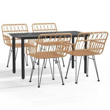Juego De Comedor De Jardín 5 Piezas | Mueble De Jardín Ratán Sintético