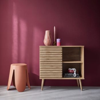 Aparador escandinavo con decoración de madera, 80cm, natural