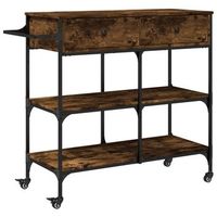 carrito de cocinarestanteria de cocina carrito de servir madera ingenieria roble ahumado 105x42x95 cm
