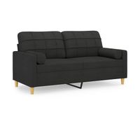 sofa de 2 plazas - sofa de salon con cojines tela negro 140 cm