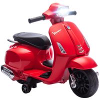 aiyaplay moto electrica para ninos de 2-6 anos con bateria 6v faro bocina y ruedas auxiliares rojo