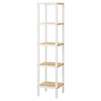 estanteria de 5 niveles de bambu y blanco