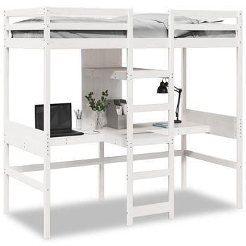Cama Para Adulto | Cama Individual | Cama Alta Sin Colchón Madera Maciza De Pino Blanco 80x200 Cm