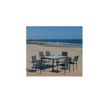 Conjunto Terraza Jardín Mesa Y 4 Sillones Aluminio Resistente