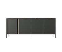 comoda lars 4d diseno moderno y acabado de alta calidad 203x40x82 cm negro  dorado
