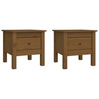 mesa auxiliar 2 uds madera maciza pino marron miel 40x40x39 cm vidaxl
