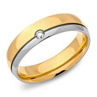 anillo chapado en oro acero inoxidable 6mm circonita