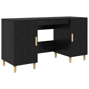 Escritorio | Mesa De Trabajo Roble Negro 140 X 50 X 75 Cm Madera Contrachapada