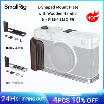 Placa de Montaje en Forma de L SmallRig X-E5 con Mango de Madera para FUJIFILM X-E5 con Tapa de Botón de Obturador, Placa de Liberación Rápida Arca-Swiss