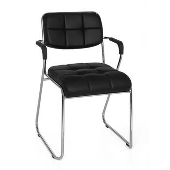 Silla De Confidente Zanta Piel Sintética Negro Hjh Office