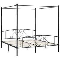 cama matrimonial  cama para adultos  estructura de cama con dosel metal negro 180x200 cm