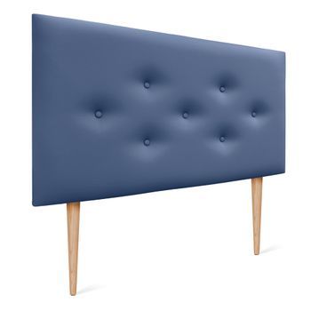 Dhome Cabecero De Polipiel Con 3 Hileras Intercaladas De Botones Y Patas Cabezal Tapizado Cama Lujo (azul, 90cm)