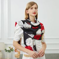 v 1969 bufanda estola de seda fiore rosso para mujer