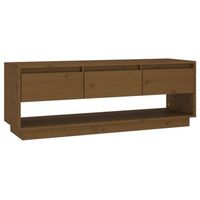 mueble de tv madera maciza de pino marron miel 1105x34x40 cm vidaxl
