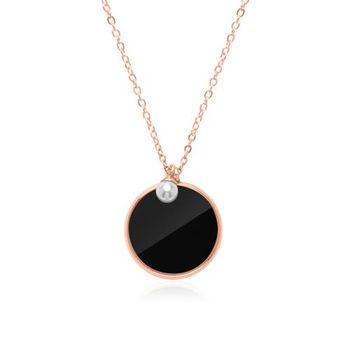 Cadena de acero inoxidable chapado en oro rosa con perla