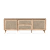 mesa baja kuta 2 puertas 2 cajones 175x629x40 roble