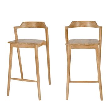 Lote de 2 sillas de bar de teca h75cm - madera
