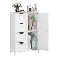 armario de bano estrecho comoda con cajones estante ajustable blanco  con 4 cajones 30p x 55a x 82a cm