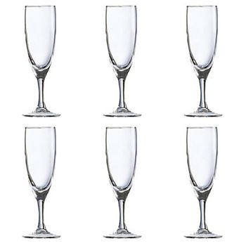 Juego de 6 copas flauta vidrio templado 15 cl