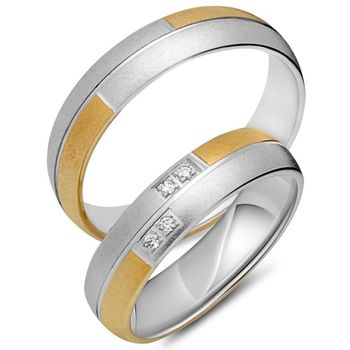 Alianzas 8 quilates oro amarillo-blanco 4 diamantes