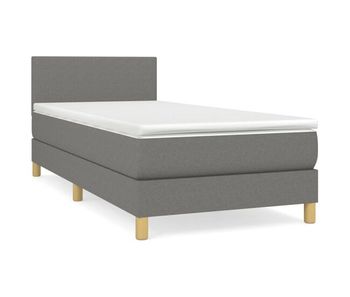 Cama box spring con colchón tela gris oscuro 100x200 cm diseño plano