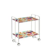 carrito auxiliar plegable bauhaus con ruedas - armazon metalico blanco 2 niveles y 4 posiciones ajustables49