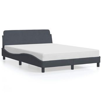 Estructura De Cama Dover Terciopelo Gris Oscuro 140x200cm Vidaxl