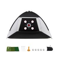 costway red practica golf 314x199cm portatil con alfombrilla tri-turf bolas tee bolsa transporte plegable para interior exterior