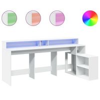 mesa de escritorio  escritorio de despacho  escritorio con luz led madera ingenieria blanco 200x104x91 cm
