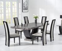 raphael 170cm dark grey pedestal marble dining table with 4 raphael chairs