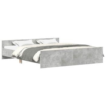Cama Doble | Cama Para Adultos | Estructura De Cama Con Cabecero Piecero Gris Hormigón 180x200cm
