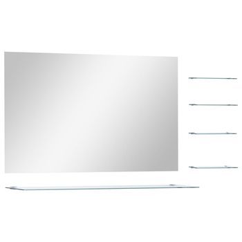 Espejo De Pared Con 5 Estantes Plateado 100x60 Cm Vidaxl